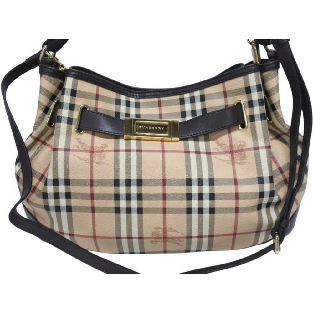 BURBERRY Nova Check Handbag Beige Tan Brown Leather Shoulder Bag - Picture 2 of 8